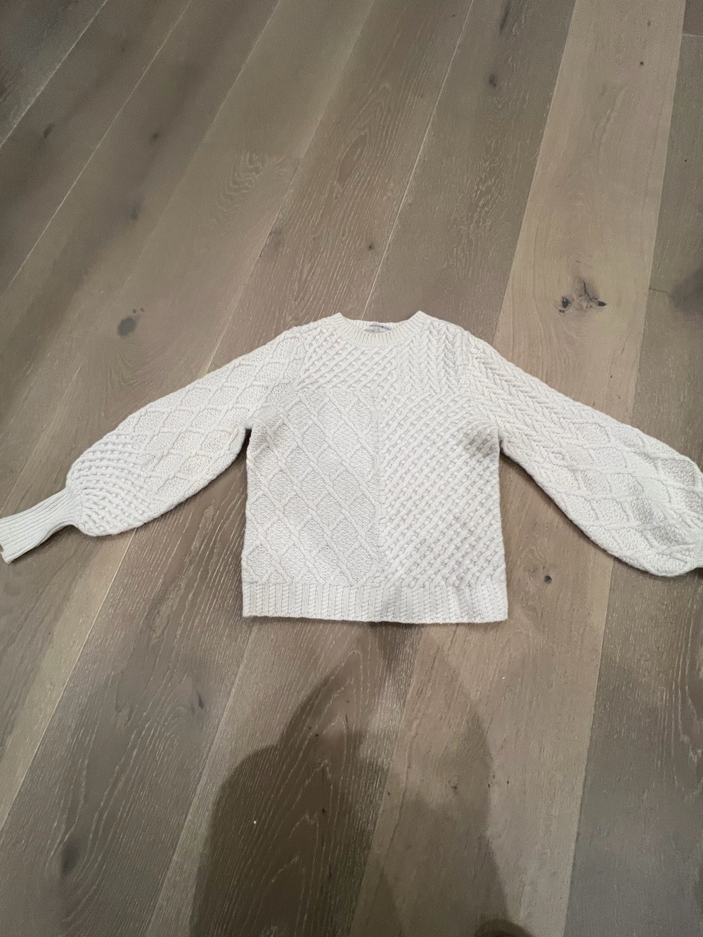 Frame Denim Ivory Cable Knit Crew Sweater